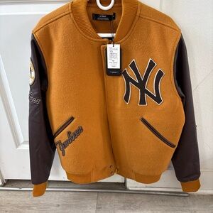 New York Yankees Varsity Jacket in Mustard & Brown